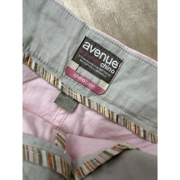 Avenue Pink Chino Capri Size 22 NWTs Stonewashed Cotton Blend - Picture 2 of 8